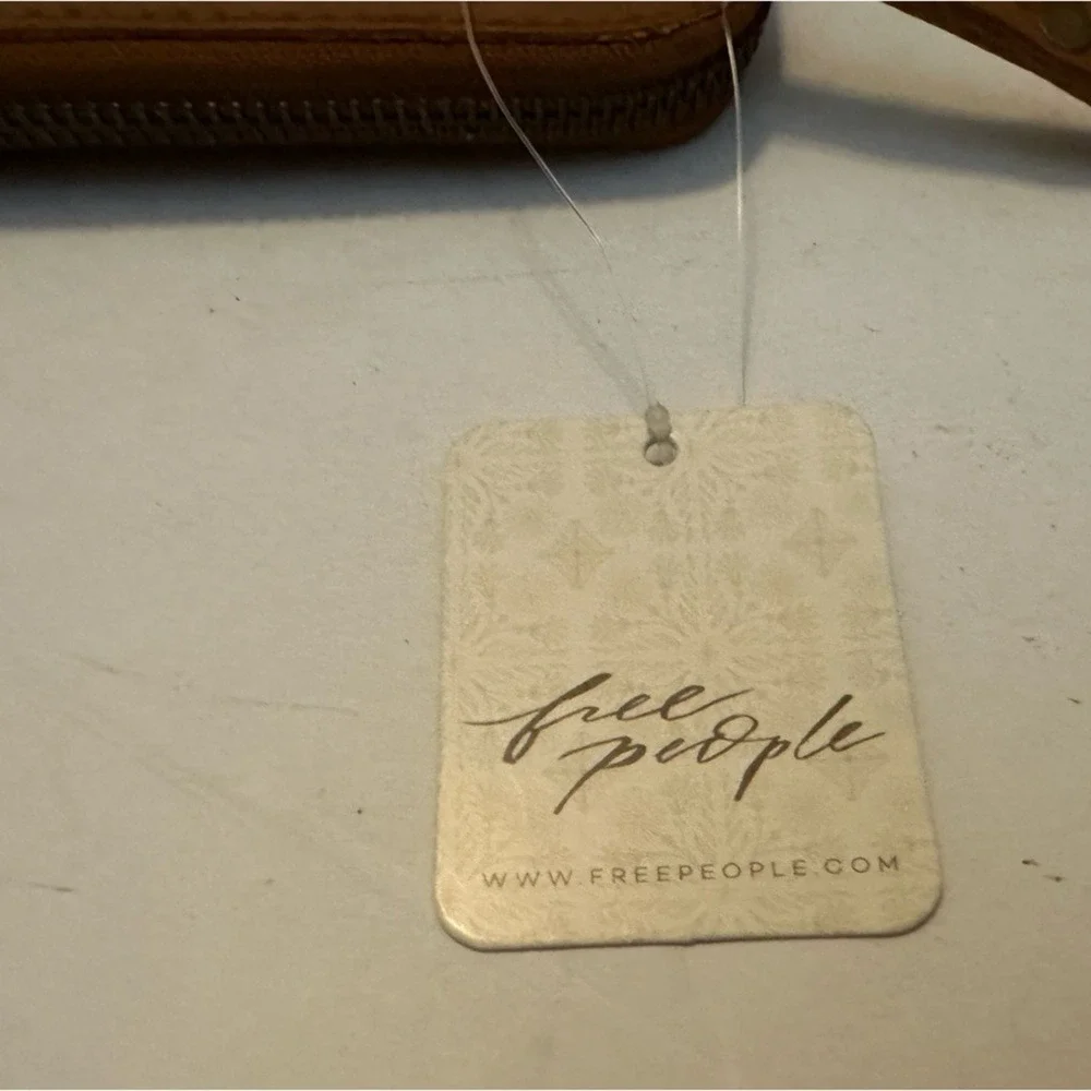 Free People Distressed Vegan‎ leather Wallet/ Wristlet brown- NWT